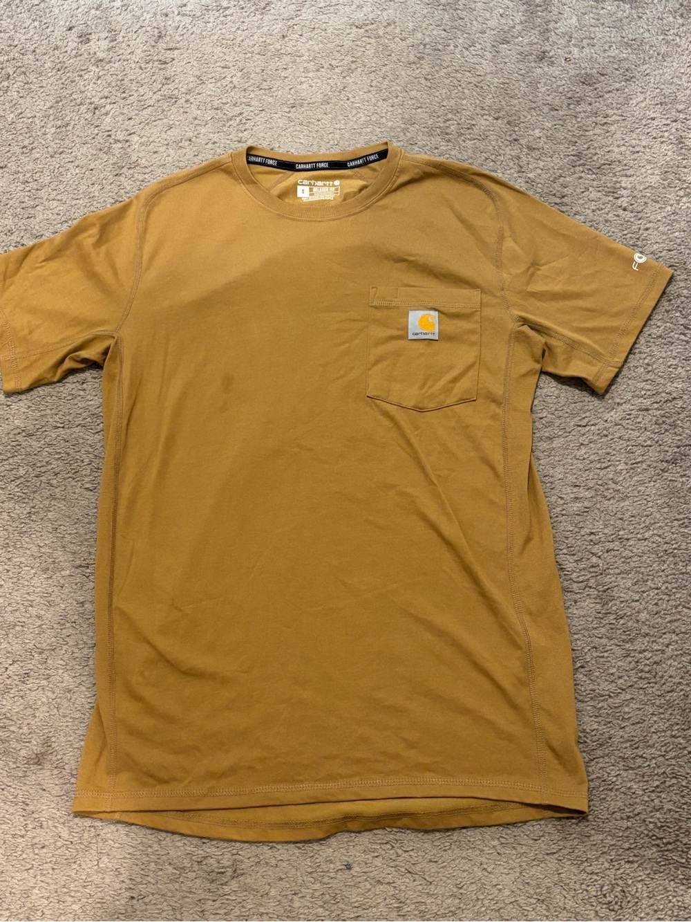 Carhartt Force Line Mens Short Sleeve T Shirt Size Small In Gold